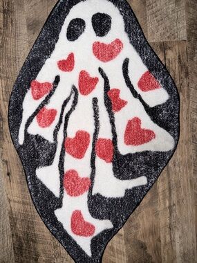 Valentines Themed Ghost Tufted Rug - White, Black & Red
